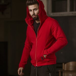 Męska bluza rozpinana z kapturem czerwona