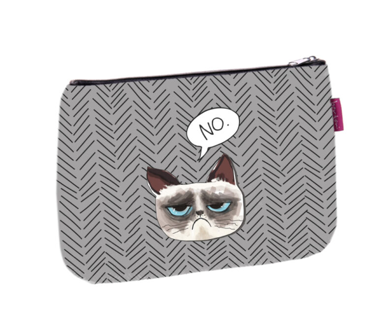 Kosmetyczka damska saszetka szara Grumpy Cat NO