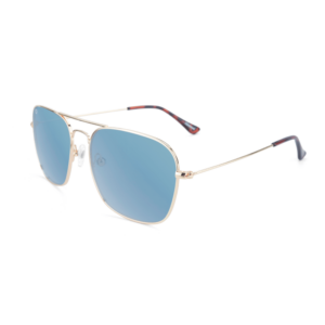 Małe okulary przeciwsłoneczne pilotki niebieskie soczewki Mount Evans Gold Sky Blue Knockaround