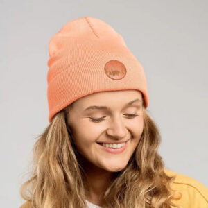 Czapka beanie z bawełny organicznej brzoskwiniowa KABAK