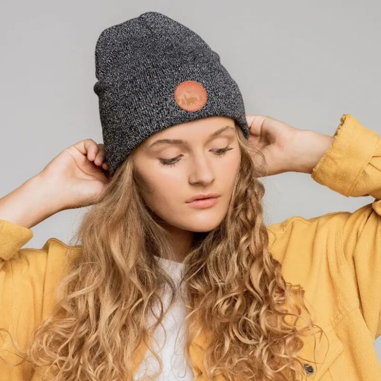 Czapka beanie z bawełny organicznej czarno-biały melanż KABAK