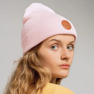 Czapka beanie z bawełny organicznej jasny róż KABAK