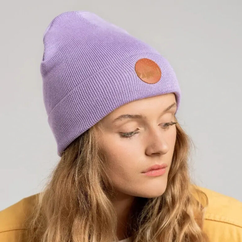 Czapka beanie z bawełny organicznej liliowa KABAK