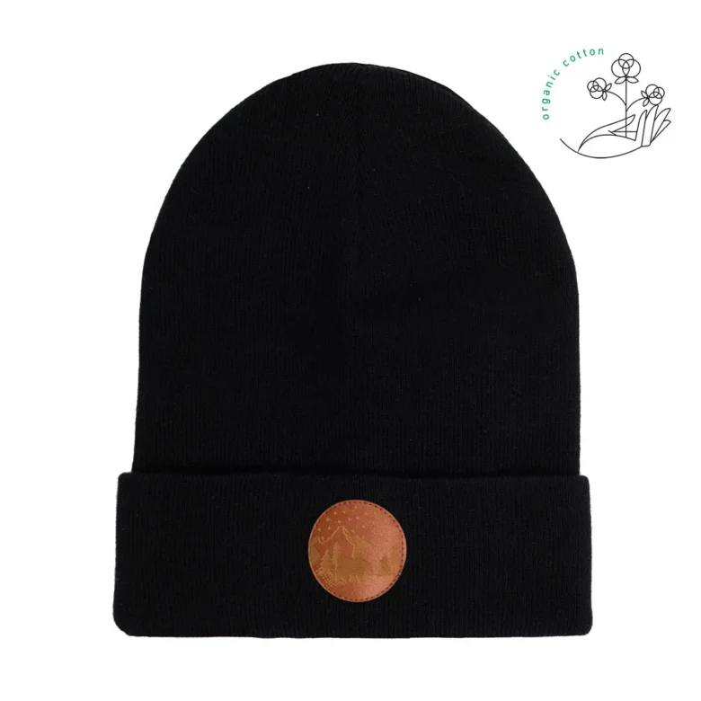 Bawełniana czapka beanie czarna Kabak bawełna organiczna