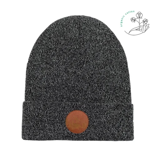 Bawełniana czapka beanie czarno biały melanż Kabak