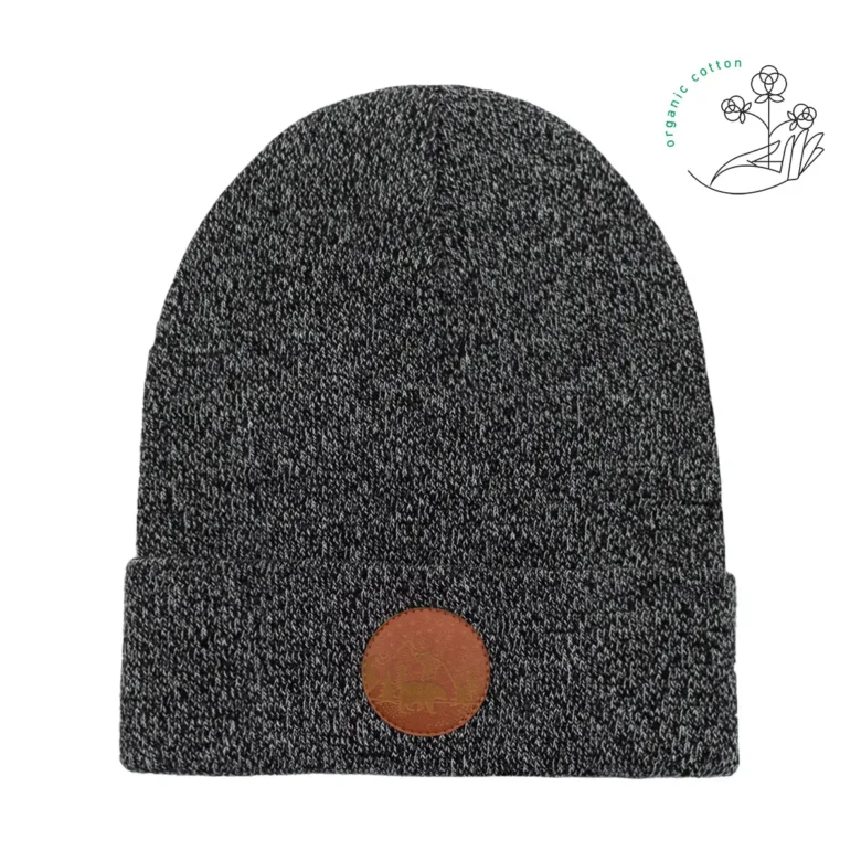 Bawełniana czapka beanie czarno biały melanż Kabak