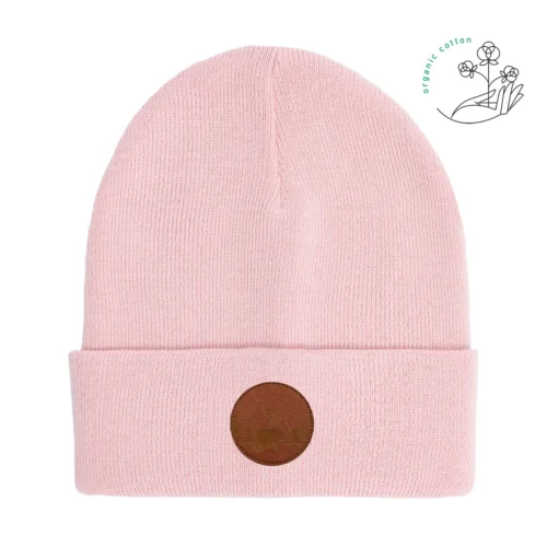 Bawełniana czapka beanie jasny róż Kabak