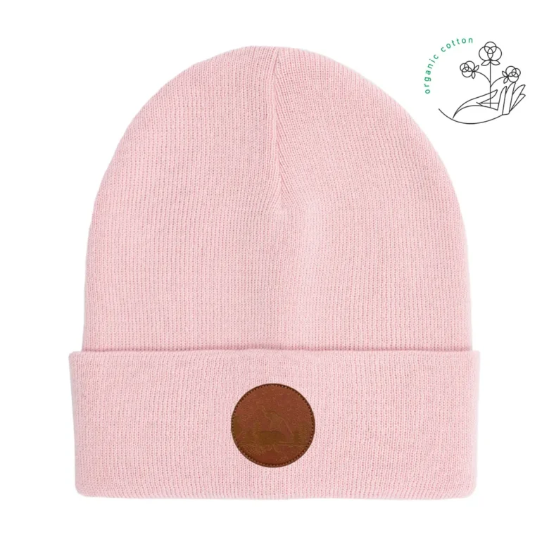 Bawełniana czapka beanie jasny róż Kabak