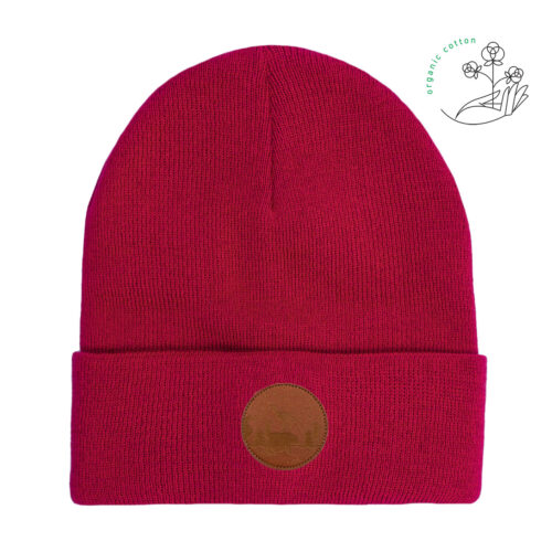 Bawełniana czapka beanie malinowa Kabak bawełna organiczna