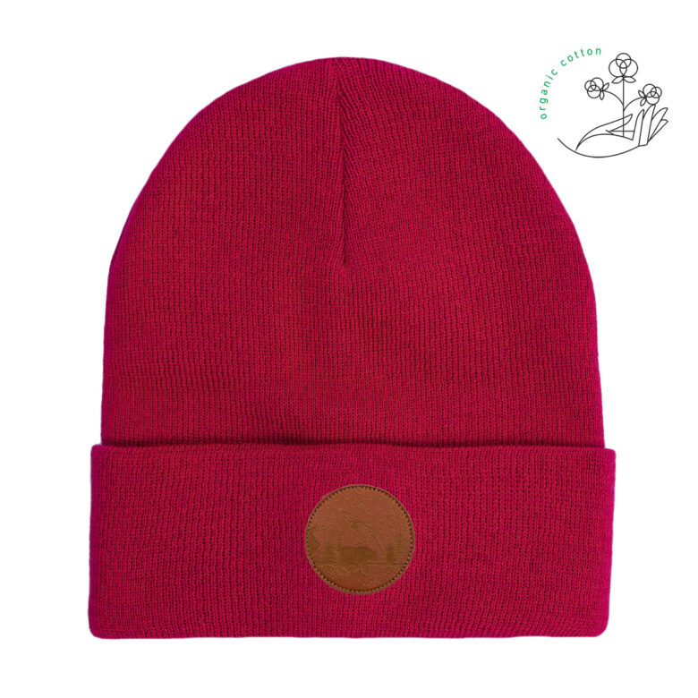 Bawełniana czapka beanie malinowa Kabak bawełna organiczna