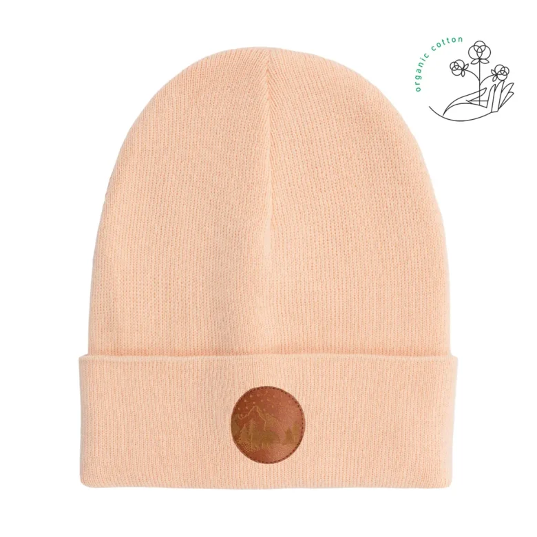 Czapka beanie z bawełny organicznej różany krem Kabak