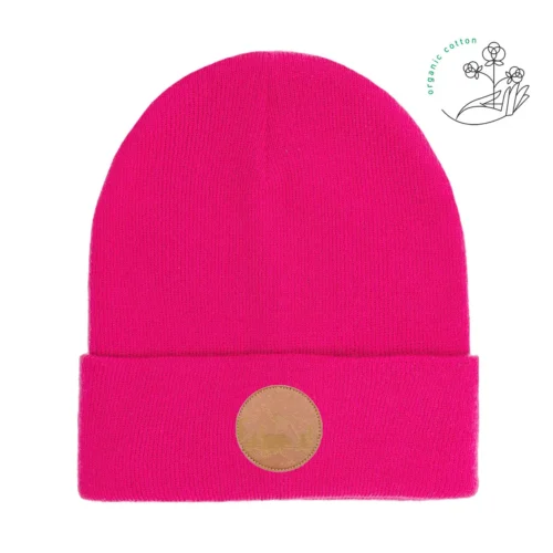Czapka beanie z bawełny organicznej różowa Kabak