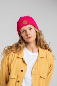 Czapka beanie z bawełny organicznej różowa