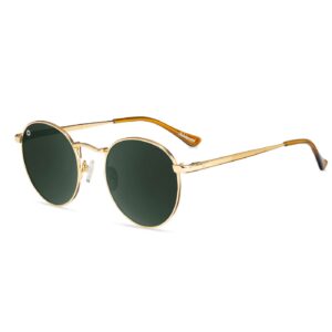 Złote okulary lenonki Gold Aviator Green Love and Haights Knockaround