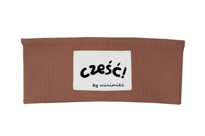 Brązowa opaska dziecięca Cześć Minimiki